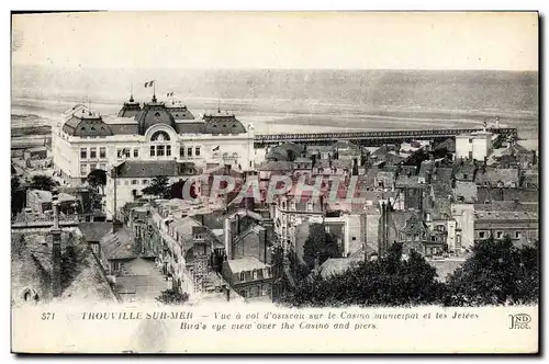 Cartes postales Trouville Sur Mer Vue a vol d&#39oiseau sur le casino municipal et les jetees