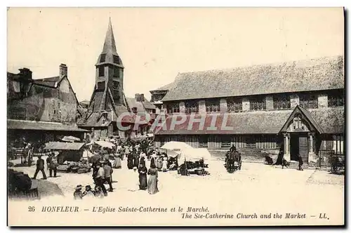 Cartes postales Honfleur L&#39Eglise Sainte Catherine et le Marche