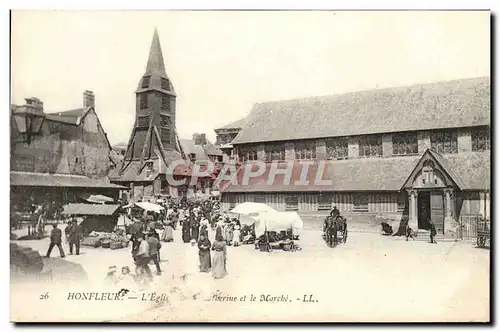 Cartes postales Honfleur L&#39Eglise Sainte Catherine et le Marche