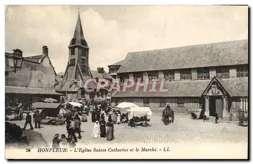 Cartes postales Honfleur L&#39Eglise Sainte Catherine et le Marche