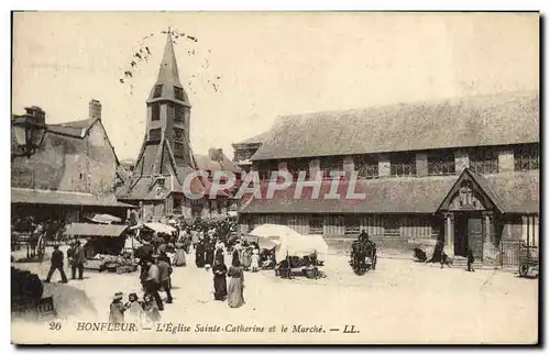 Cartes postales Honfleur L&#39Eglise Sainte Catherine et le Marche