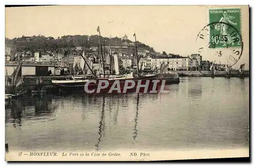 Cartes postales Honfleur Le Port et la Cote de Grace Bateaux