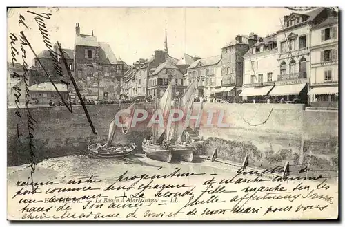 Cartes postales Honfleur Le Bassin a maree basse Bateaux