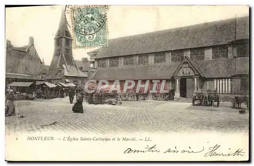 Ansichtskarte AK Honfleur L&#39Eglise Saint Catherine et le Marche