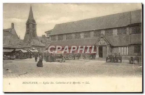 Ansichtskarte AK Honfleur L&#39Eglise Saint Catherine et le Marche