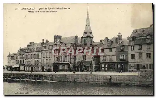 Ansichtskarte AK Honfleur Quai et Eglise Saint Etienne Musee du Vieux Honfleur