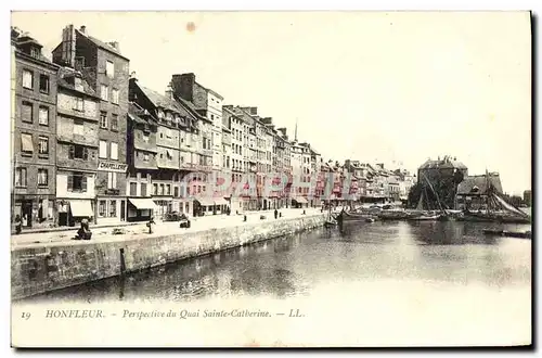 Cartes postales Honfleur Prespective du Quai Sainte Catherine Bateaux