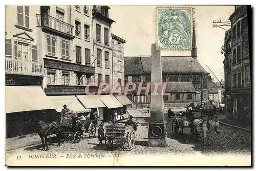 Ansichtskarte AK Honfleur Place de l&#39Obelisque Cheval