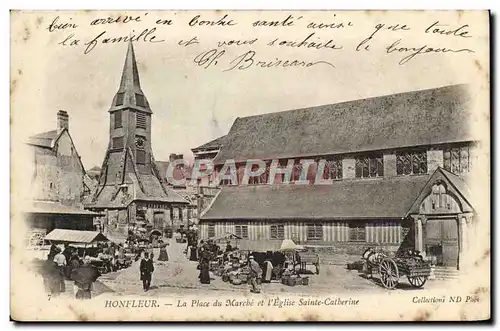 Ansichtskarte AK Honfleur La Place du Marche et l&#39Eglise Sainte Catherine