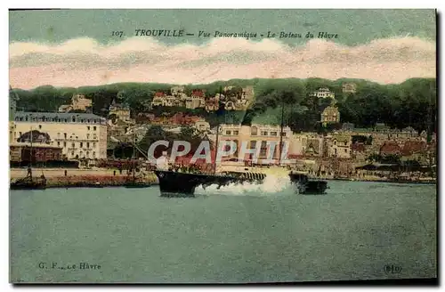 Cartes postales Trouville Vue panoramique le bateau du havre