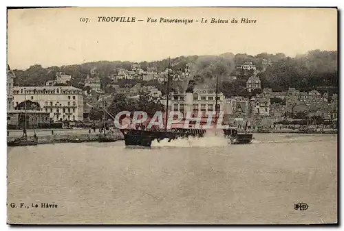 Cartes postales Trouville Vue panoramique le bateau du havre