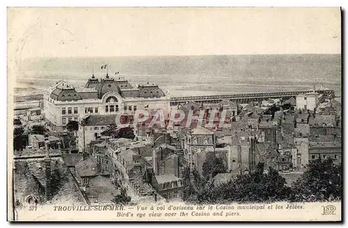 Ansichtskarte AK Trouville Sur Mer Vue a vol d&#39oiseau sur le casino municipal et les jetees