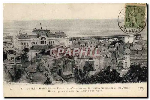 Cartes postales Trouville Sur Mer Vue a vol d&#39oiseau sur le casino municipal et les jetees