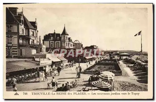 Ansichtskarte AK Trouville La Reine des plages les nouveaux jardins vers le topsy