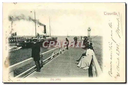 Ansichtskarte AK Trouville Les jetees Bateau Peche Pecheur