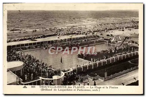 Cartes postales Trouville reine des plages la plage et la piscine