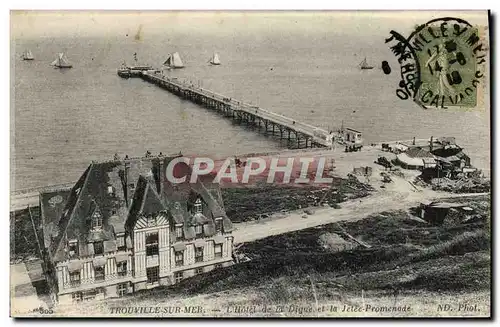 Cartes postales Trouville Sur mer L&#39hotel de la digue et la jetee promenande