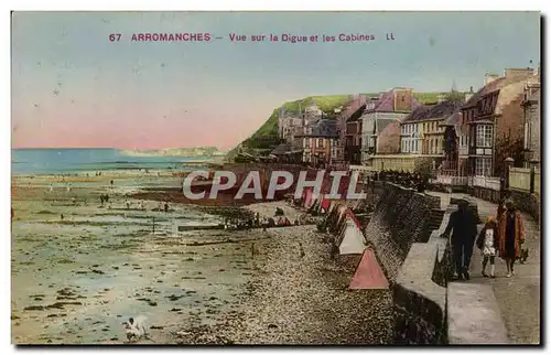 Cartes postales Arromanches Vue sur la digue et les cabines