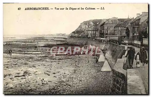 Cartes postales Arromanches Vue sur la digue et les cabines