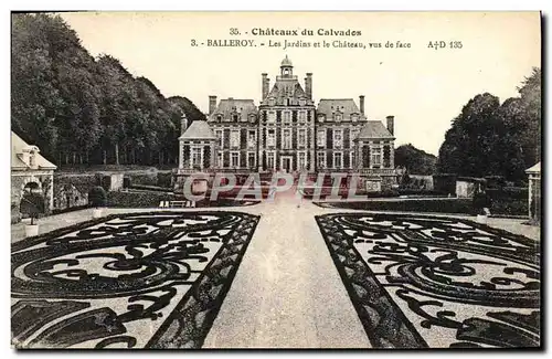 Cartes postales Chateaux du calvados Balleroy les jardins et le chateau vue de face