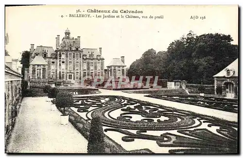 Cartes postales Chateaux du calvados Balleroy les jardins et le chateau vue de profil