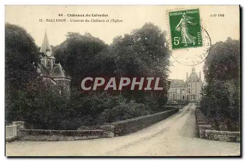 Cartes postales Chateaux du calvados Balleroy L&#39Entree du chateau et l&#39eglise