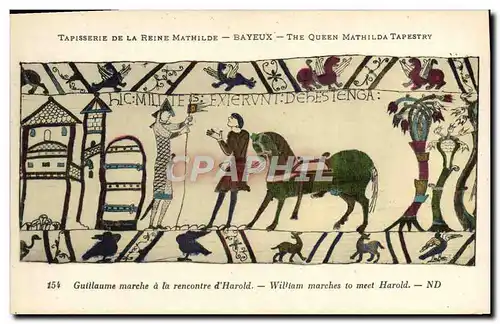 Cartes postales Tapisserie de la reine mathilde Bayeux Guillaume marche a la rencontre d&#39Harold