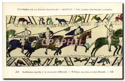 Cartes postales Tapisserie de la reine mathilde Bayeux Guillaume marche a la rencontre d&#39Harold