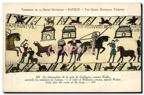 Ansichtskarte AK Tapisserie de la reine mathilde Bayeux Un chevaucheur de la suite de Guillaume nomme Wadar