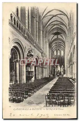 Cartes postales Cathedrale de Bayeux La nef et le choeur