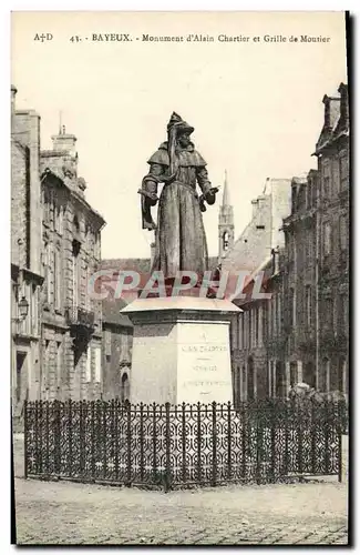 Cartes postales Bayeux Monument d&#39Alain Chartier et grille de Moutier