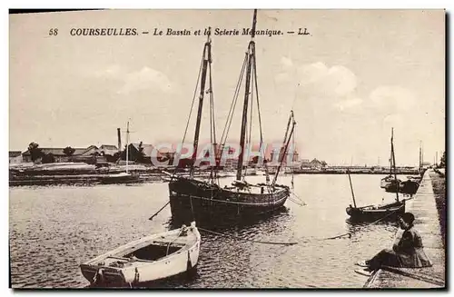 Ansichtskarte AK Courseulles Le Bassin et la Scierie Mecanique Bateau