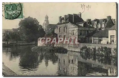 Cartes postales Lisieux Vue sur la touques et l&#39eglise saint desir