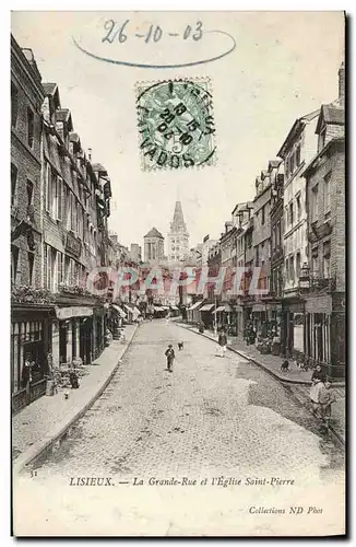 Cartes postales Lisieux la grande rue et l&#39eglise saint pierre