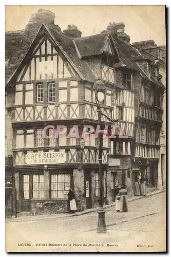 Cartes postales Lisieux vieilles maisons de la place du marche au beurre Cafe Buisson Restaurant