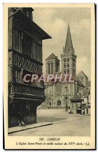 Cartes postales Lisieux L&#39Eglise saint pierre et vieille maison