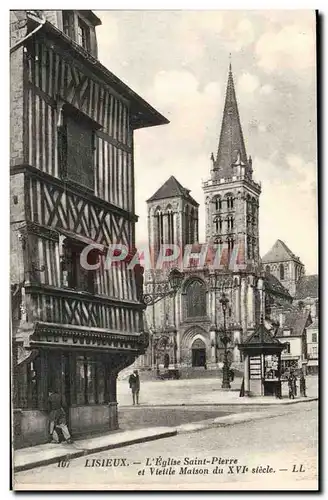 Cartes postales Lisieux L&#39Eglise saint pierre et vieille maison