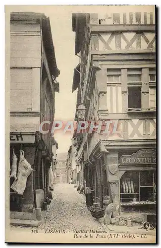 Cartes postales Lisieux Vieilles maisons rue de la paix Boucher Boucherie