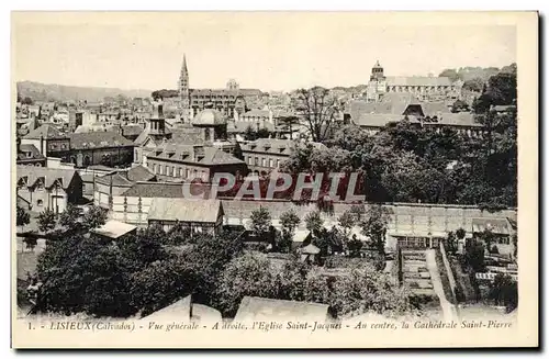 Cartes postales Lisieux Vue generale l&#39eglise saint jacques Au centre La cathedrale Saint Pierre