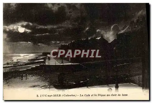 Cartes postales Luc sur mer La cale et la digue au clair de lune