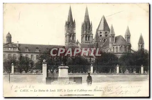 Ansichtskarte AK Caen La statue de louis XIV et l&#39abbaye aux hommes