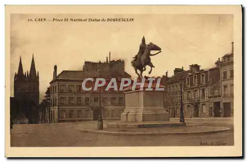 Ansichtskarte AK Caen Place St Martin et statue de Duguesclin