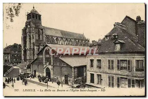 Cartes postales Lisieux La Halle au Beurre et l&#39eglise Saint Jacques