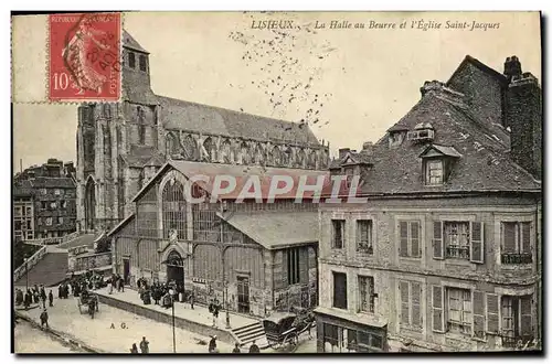 Cartes postales Lisieux La Halle au Beurre et l&#39eglise Saint Jacques