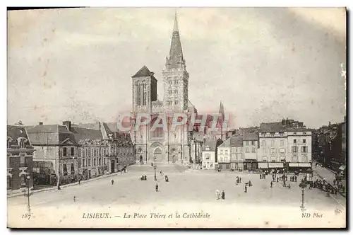 Cartes postales Lisieux La Place Thiers et la Cathedrale