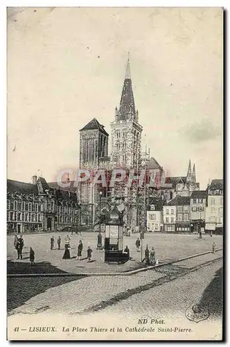 Cartes postales Lisieux La Place Thiers et la Cathedrale Saint Pierre