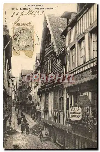 Cartes postales Lisieux La Rue aux Fevres Restaurant Baudremont