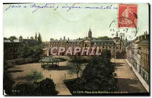 Ansichtskarte AK Caen Place de la Republique et Hotel de Ville