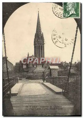 Cartes postales Caen Caserne du Chateau Le Pont Levis Eglise Saint Pierre