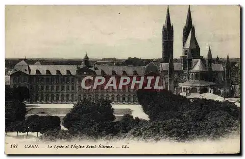 Cartes postales Caen Le Lycee et l'Eglise Saint Etienne